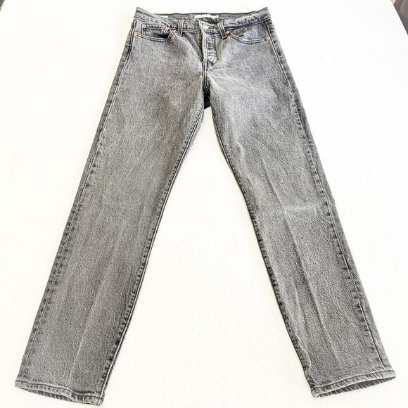 Levi's Wedgie Gray Wash Button Fly Charcoal Denim Straight Leg Jeans Size 26 - Picture 2 of 9